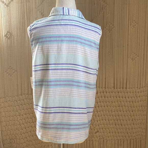 Talbots Striped Button Up Tank - Picture 4 of 6